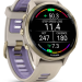 Garmin Forerunner 970 – Soft Gold Titanium with French Gray Case and French Gray/Translucent Indigo Band